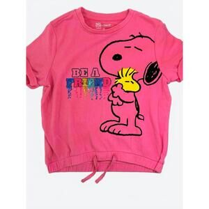 365 Girls Peanuts Snoopy Woodstock Pink T-shirt Size 10 Casual Cute Fun